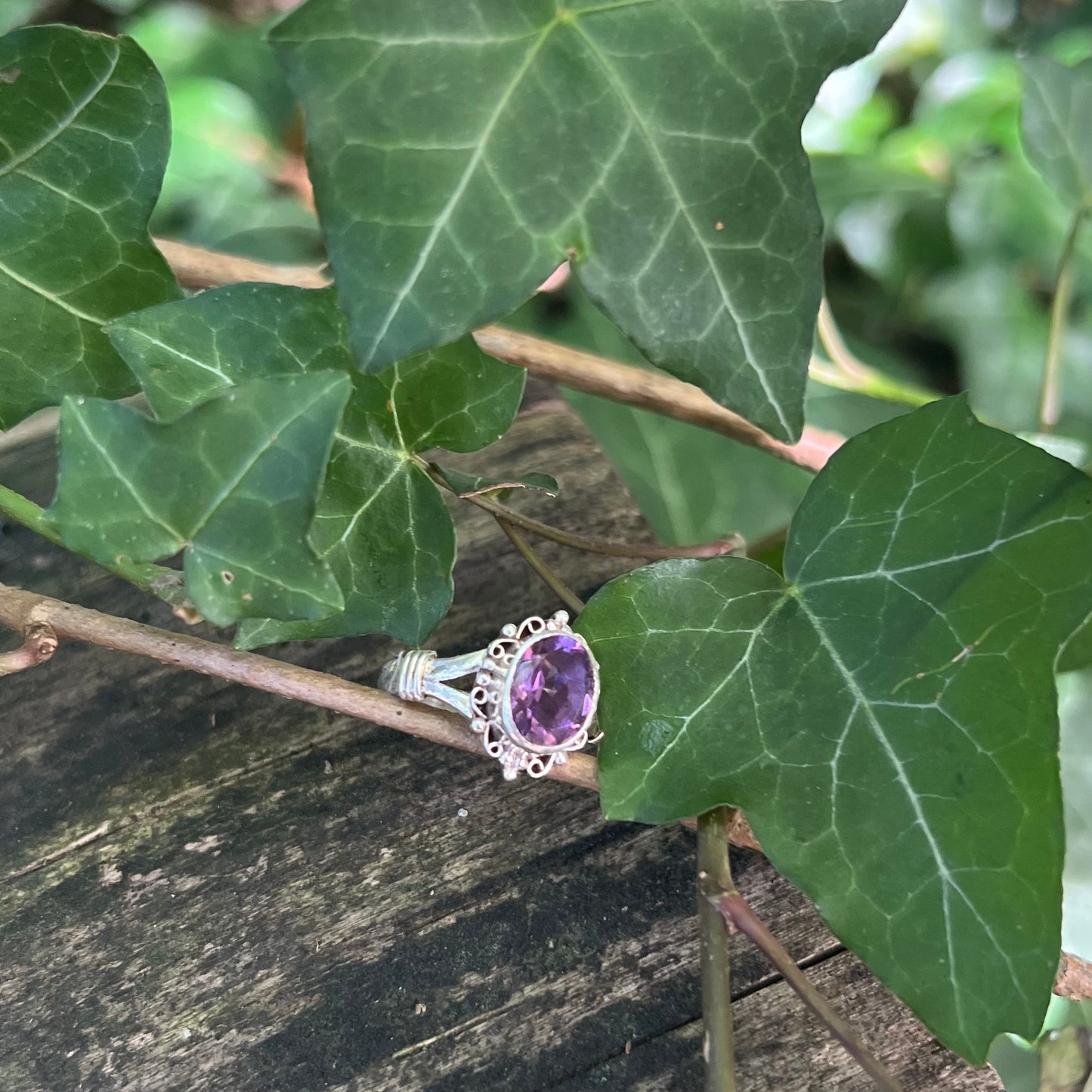 Bague Marquise - Améthyste facettée - argent 925