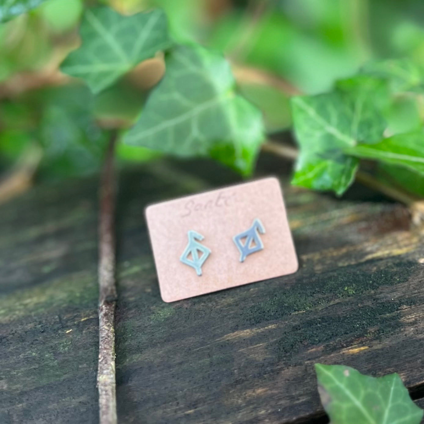 Boucles d’oreilles rune de la santé - acier inoxydable