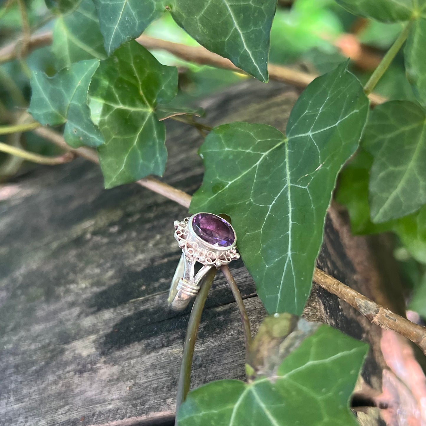 Bague Marquise - Améthyste facettée - argent 925