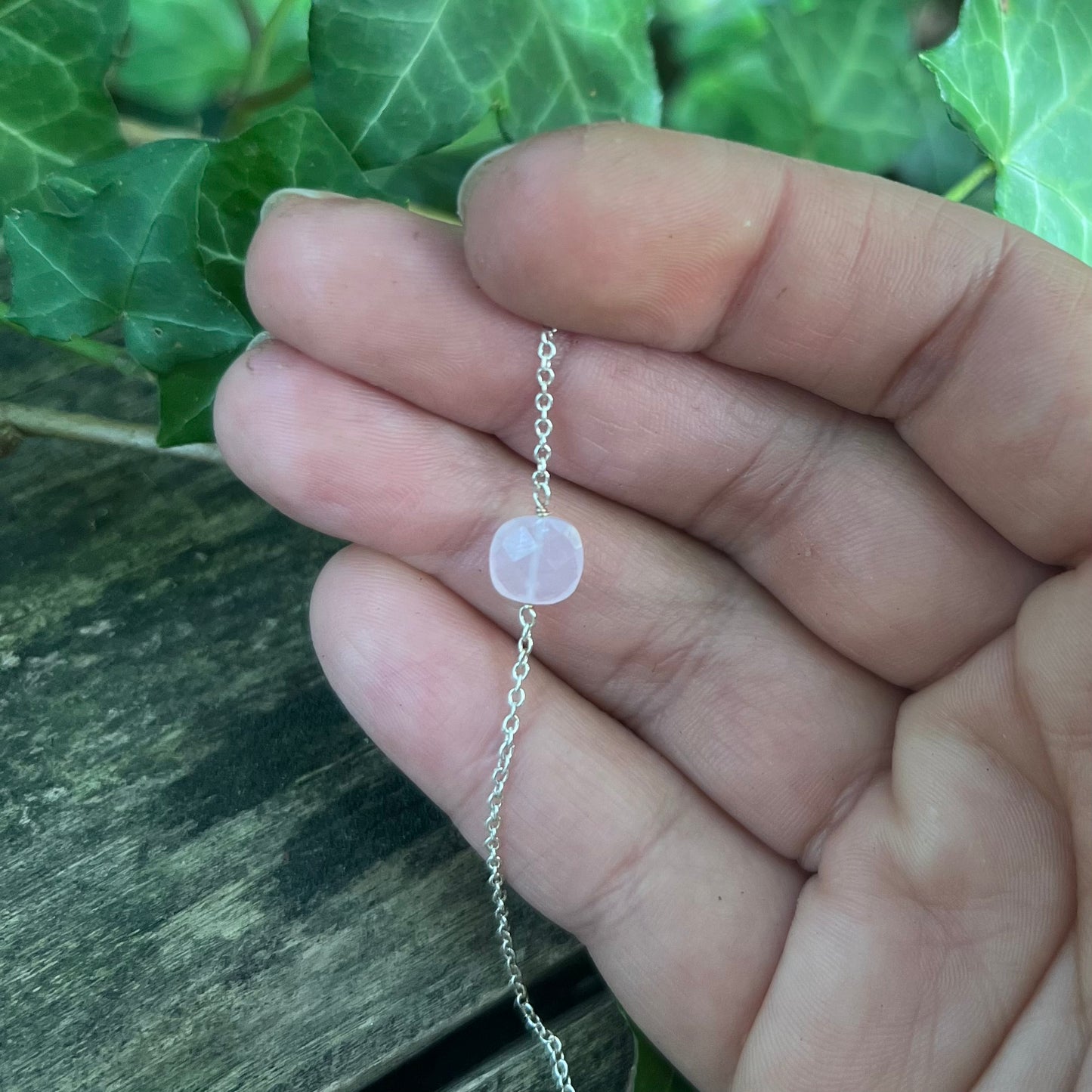 Bracelet coussin Quartz rose faceté - argent 925