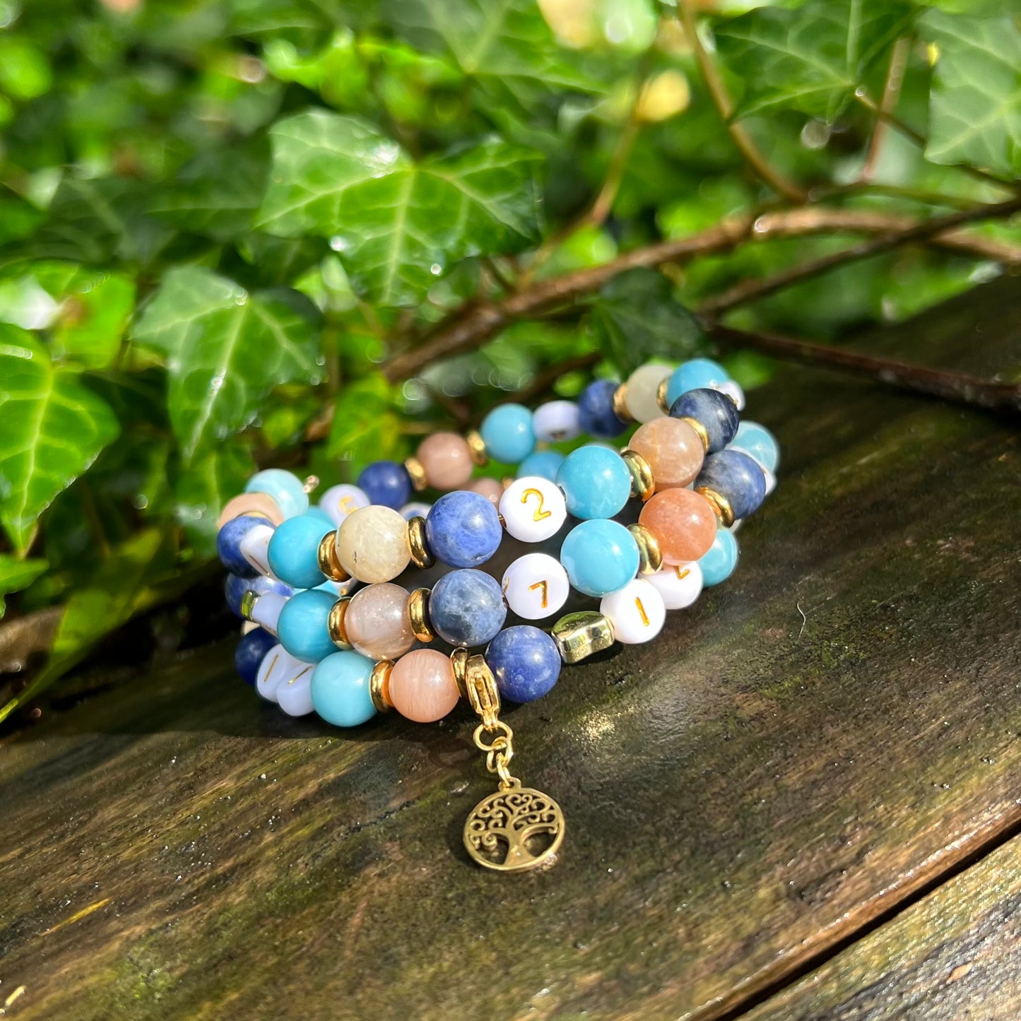 Bracelet d’allaitement - Larimar, Pierre de lune et Sodalite