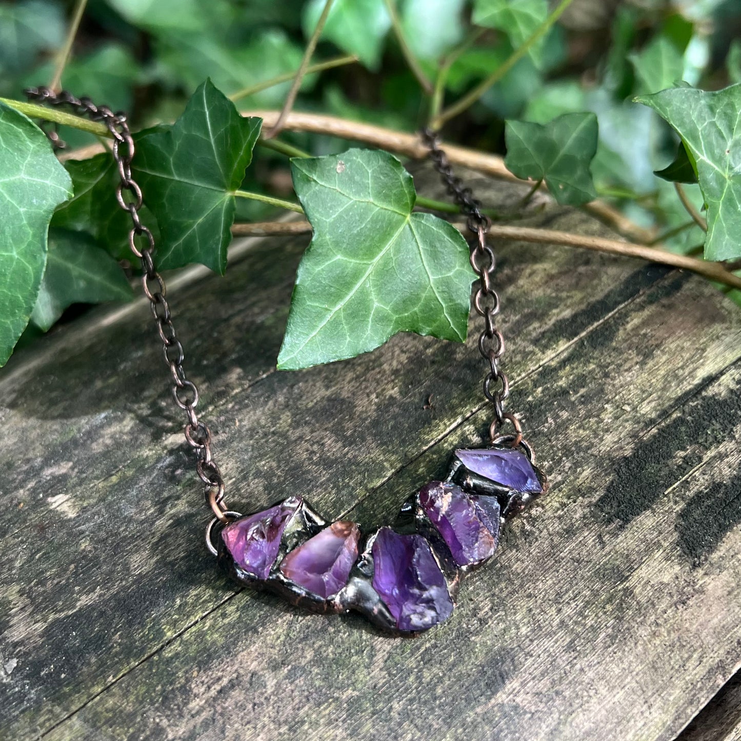 -10% Collier Ailes de chauve-souris Améthystes brutes - Cuivre