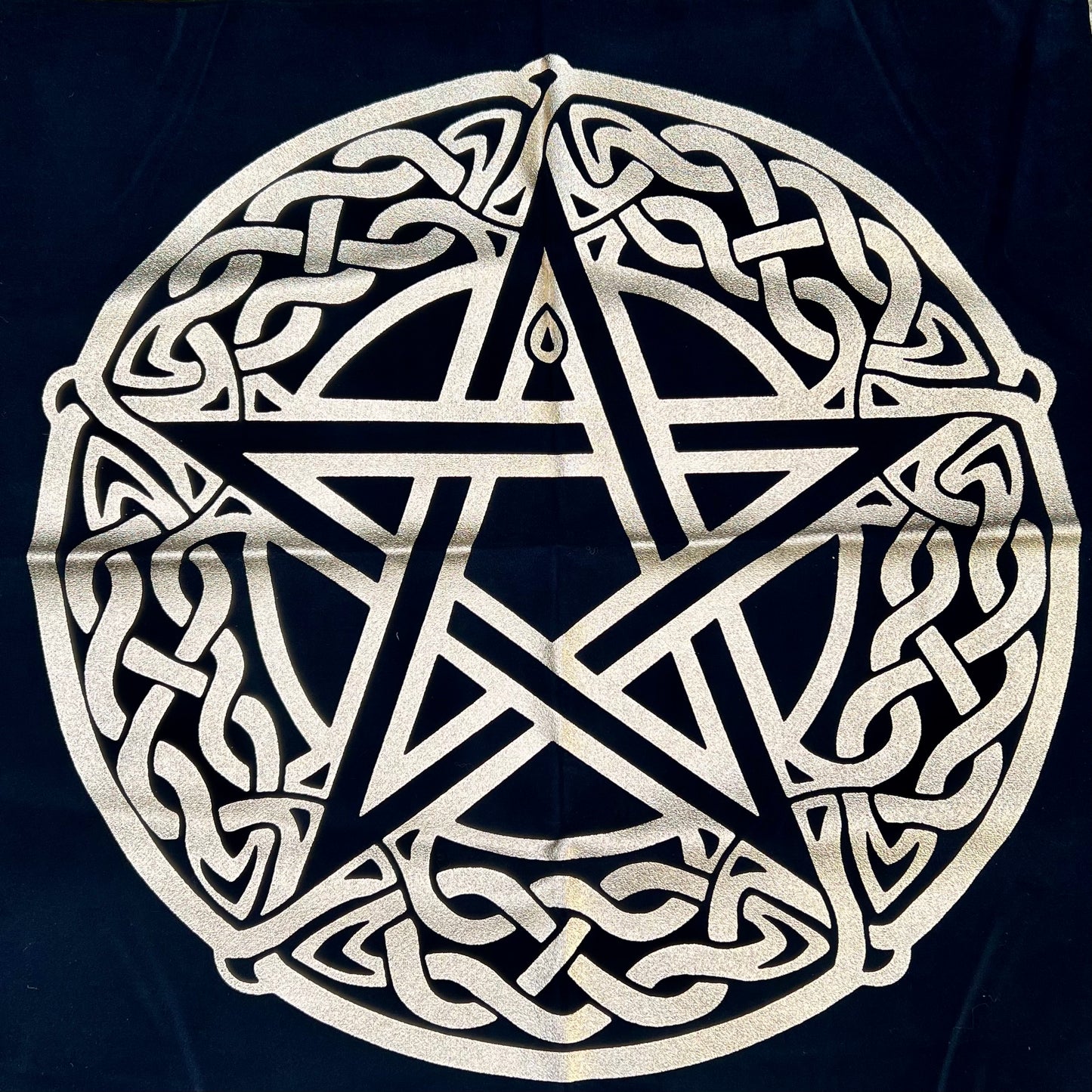 Nappe de Divination en velours noir - Pentagramme et Entrelacs