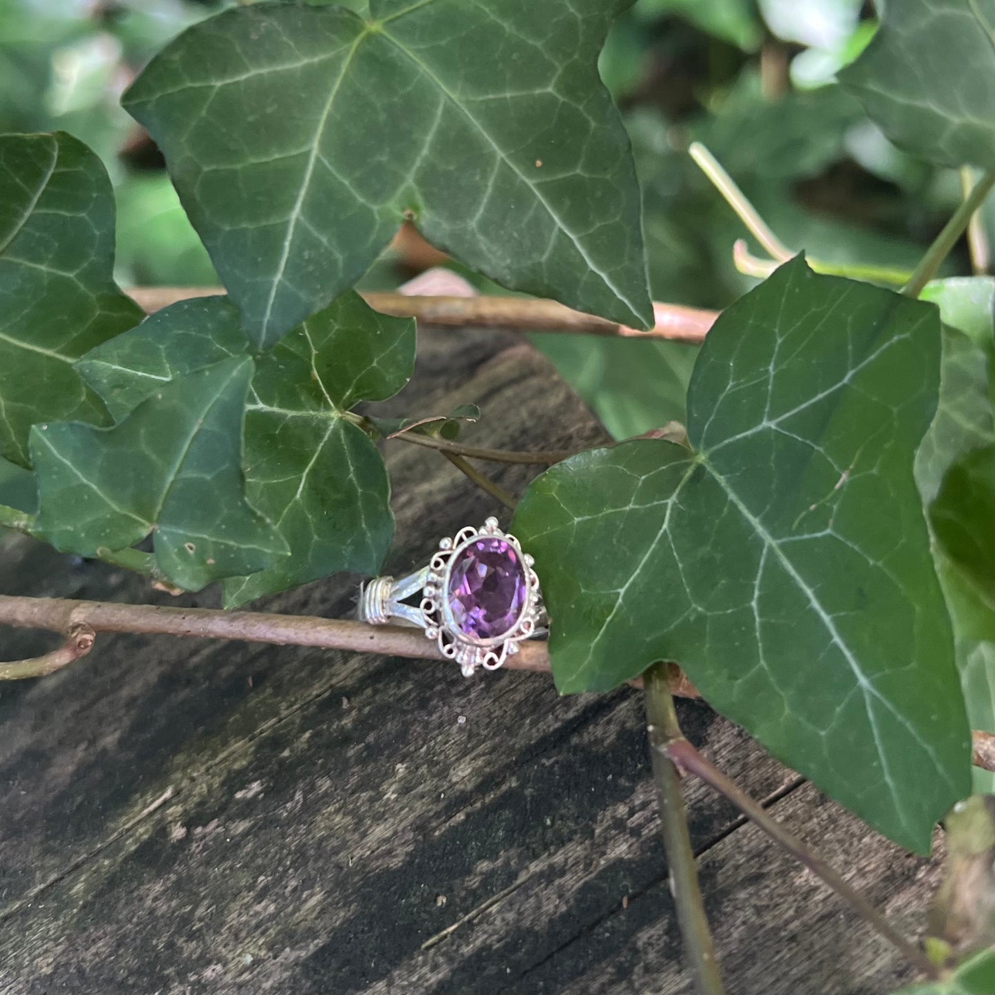 Bague Marquise - Améthyste facettée - argent 925