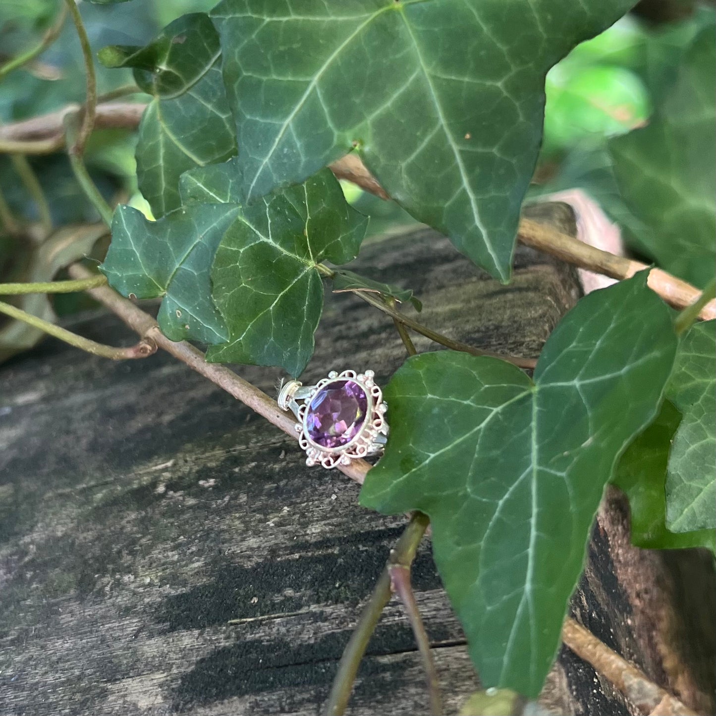 Bague Marquise - Améthyste facettée - argent 925