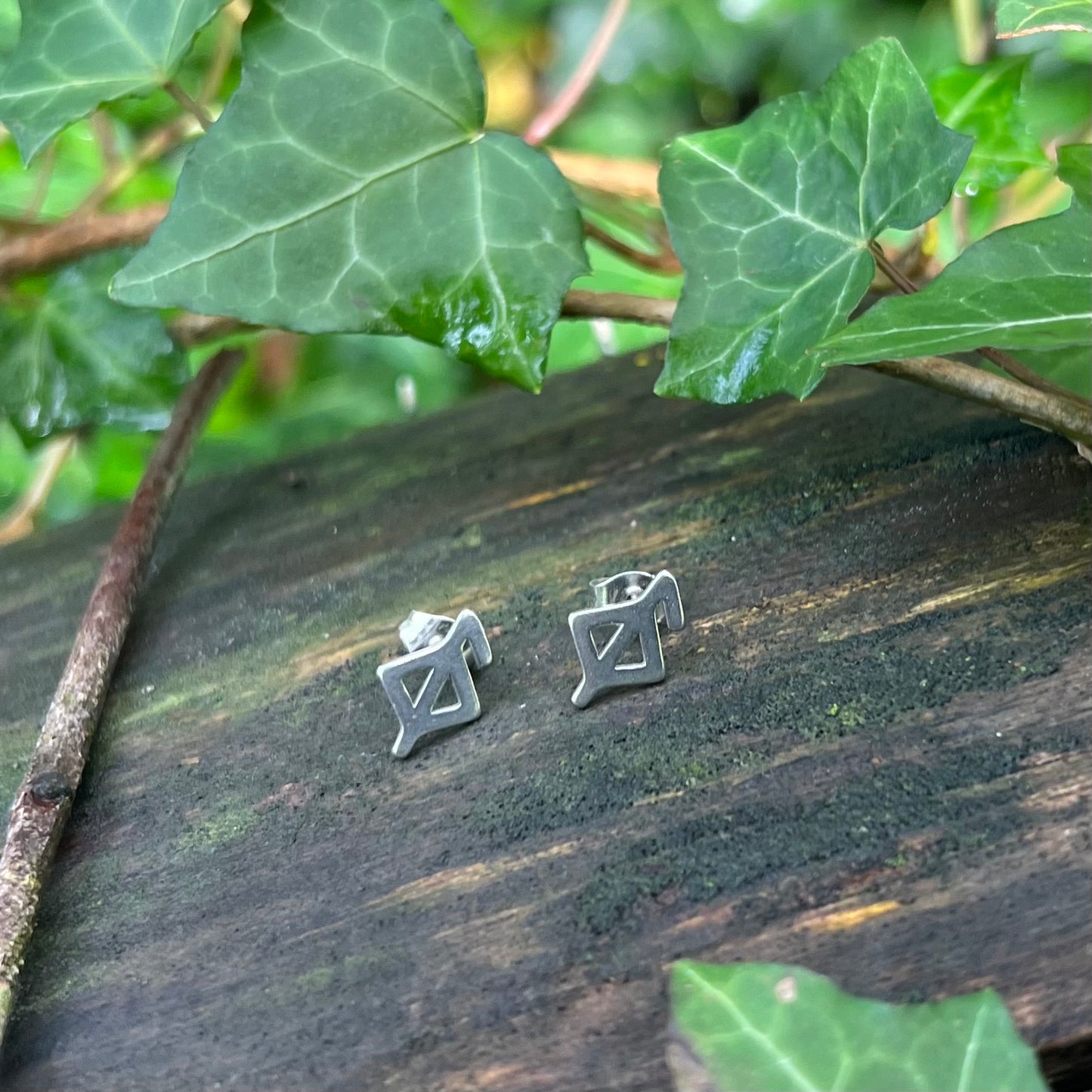 Boucles d’oreilles rune de la santé - acier inoxydable
