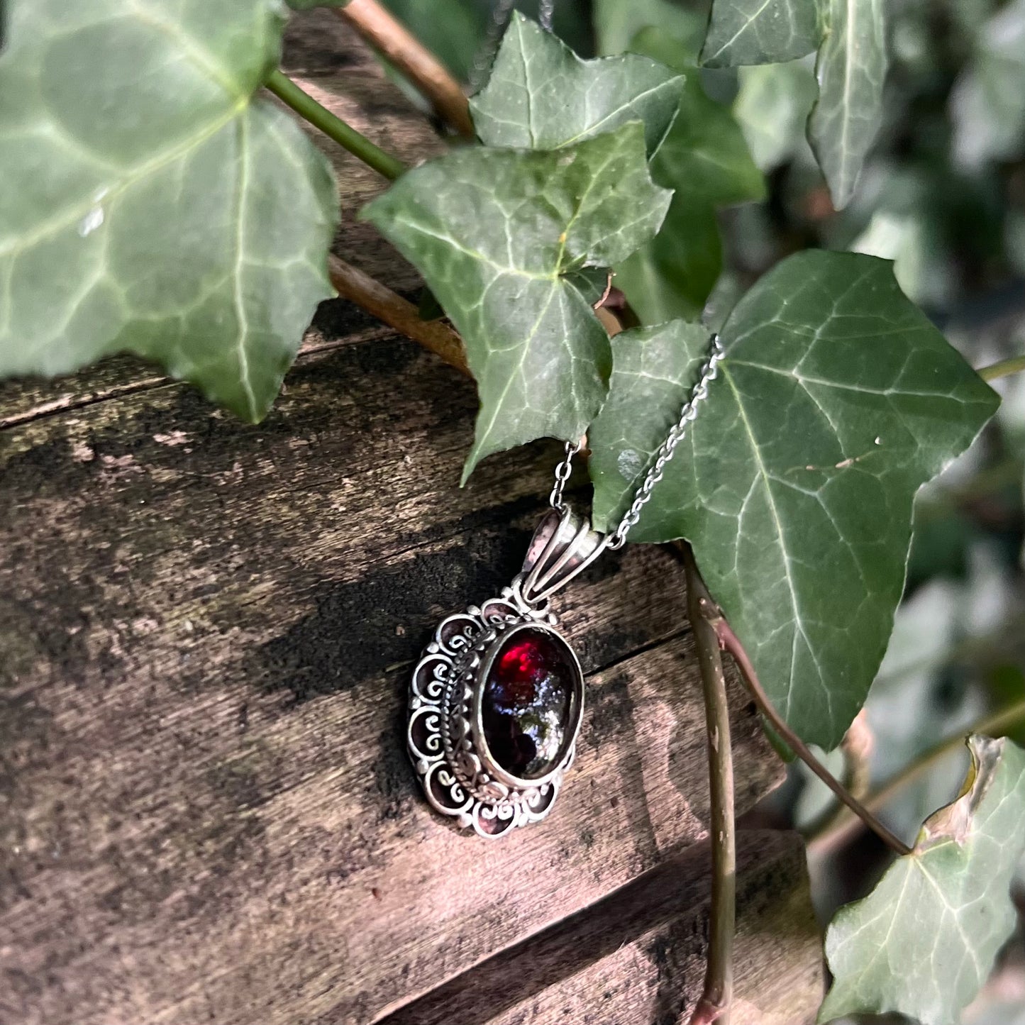 Collier Flora Grenat - argent 925