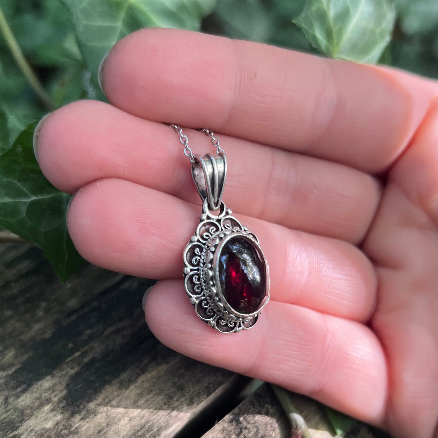 Collier Flora Grenat - argent 925