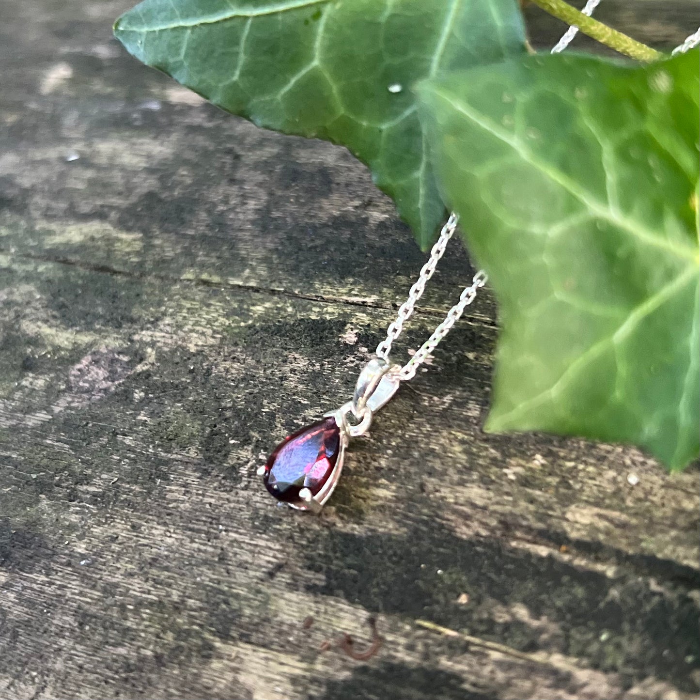 Collier goutte Grenat - argent 925