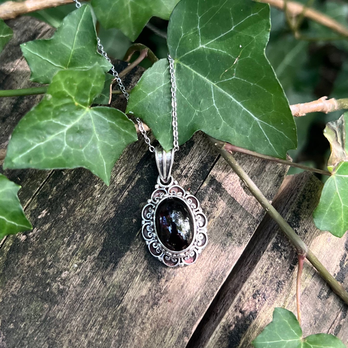 Collier Flora Grenat - argent 925