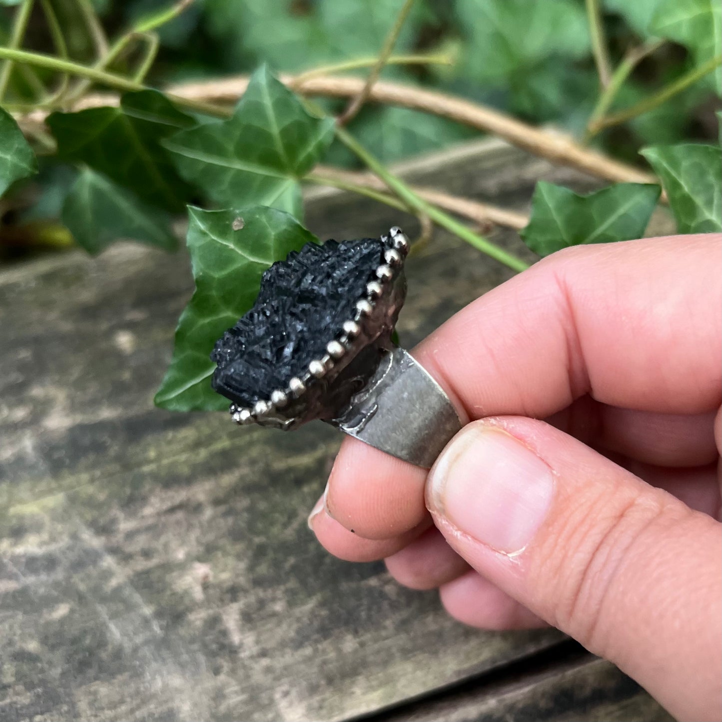 Bague Tourmaline noire brute