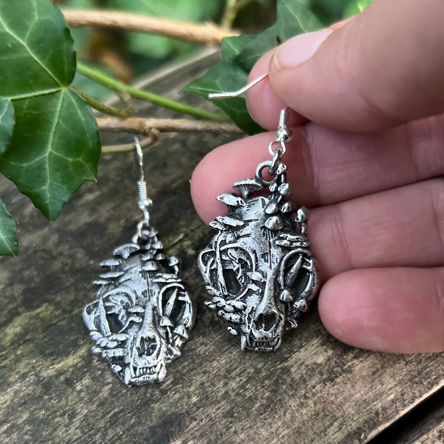 Boucles d’oreilles Crâne et Champignons