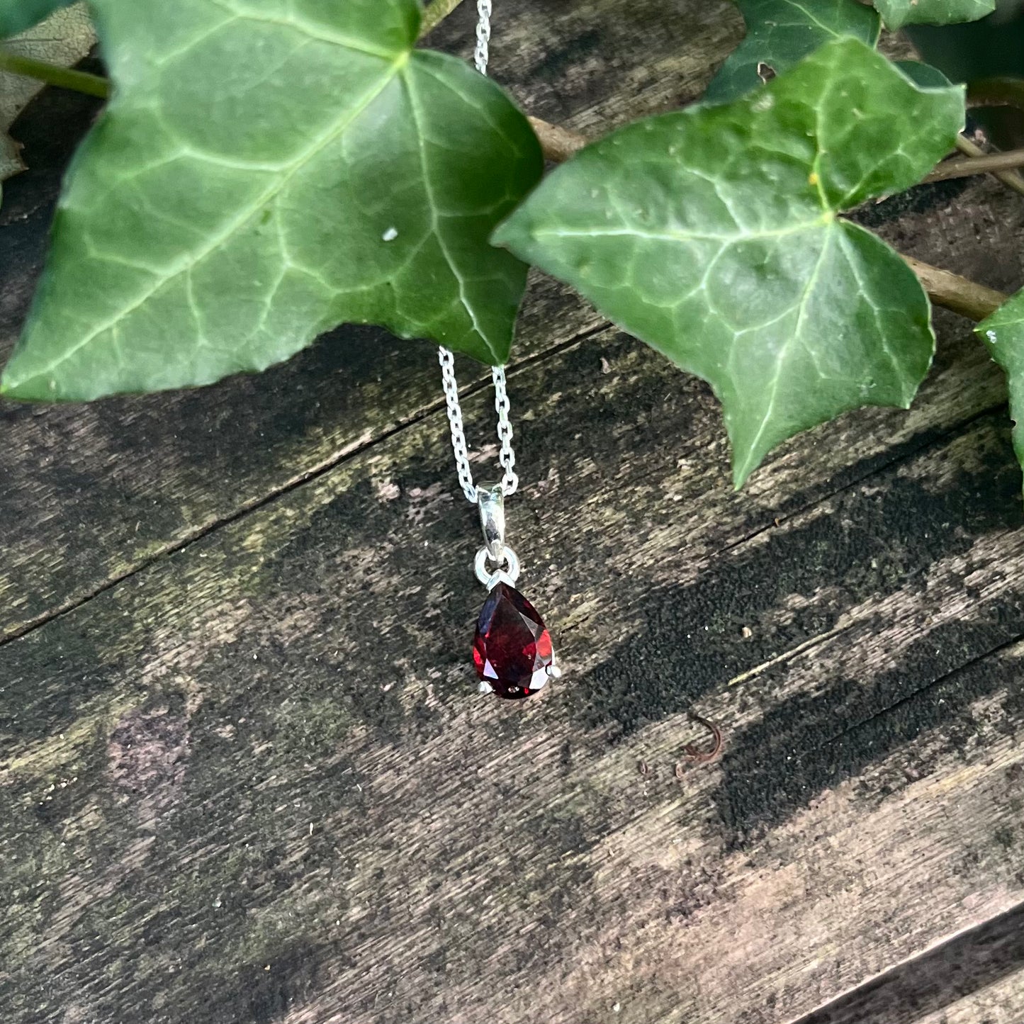 Collier goutte Grenat - argent 925