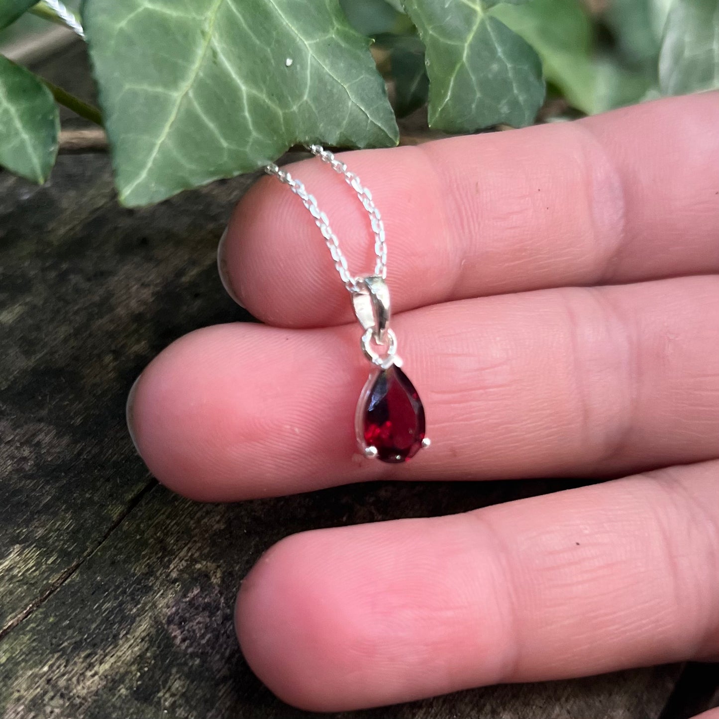 Collier goutte Grenat - argent 925