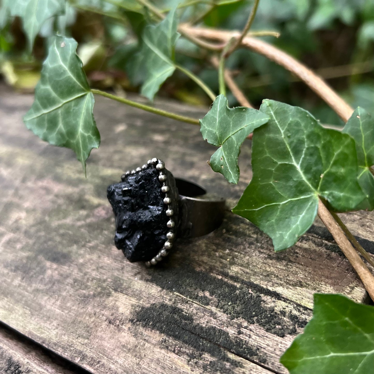 Bague Tourmaline noire brute