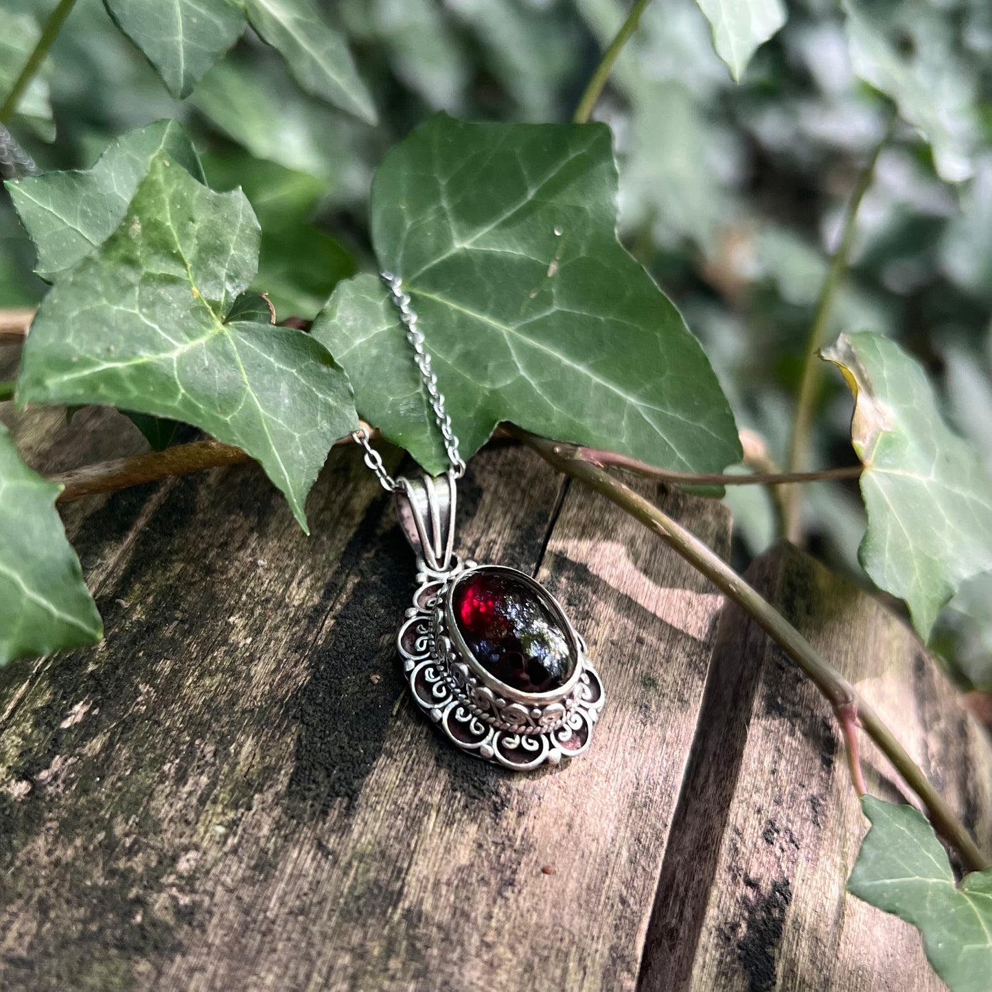 Collier Flora Grenat - argent 925