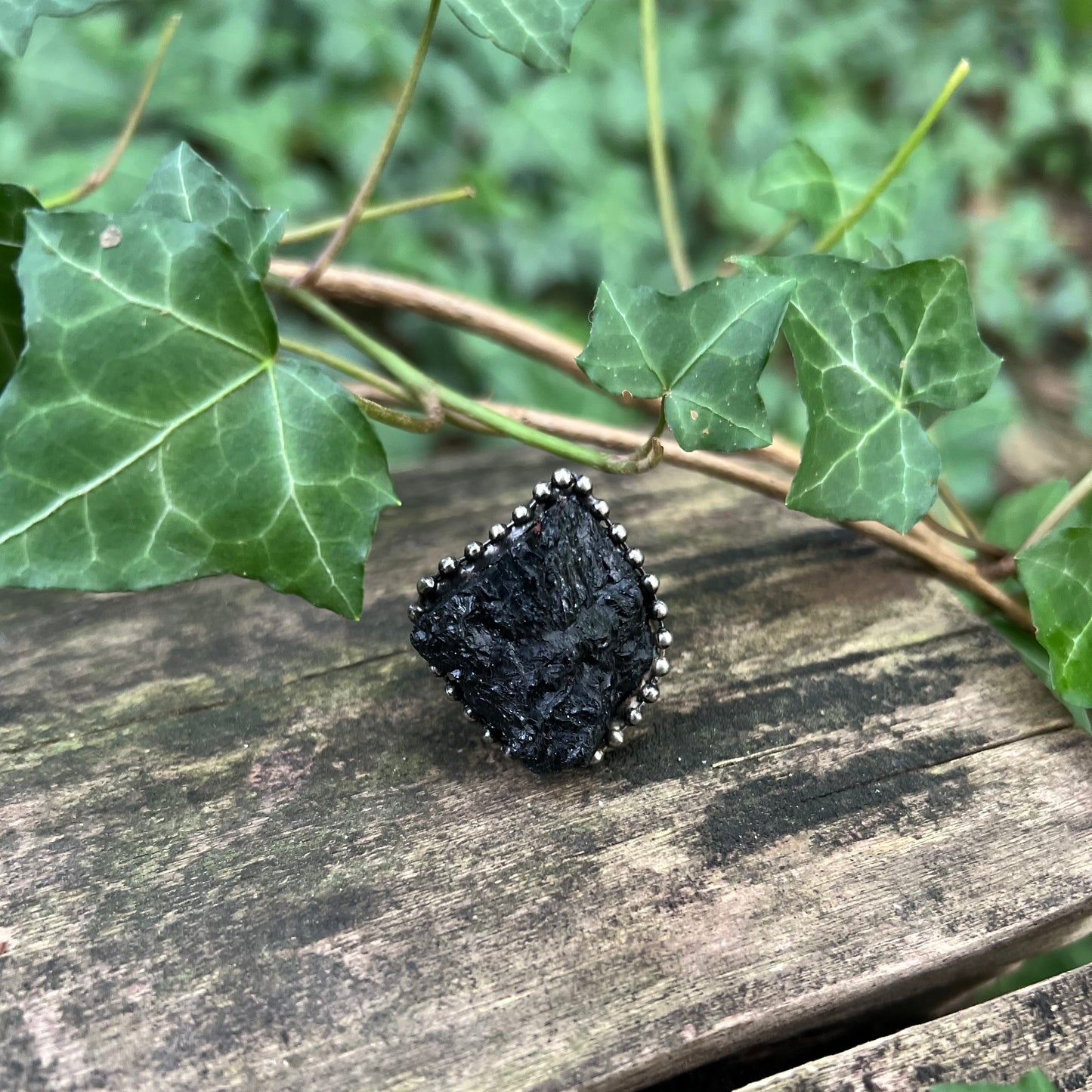 Bague Tourmaline noire brute
