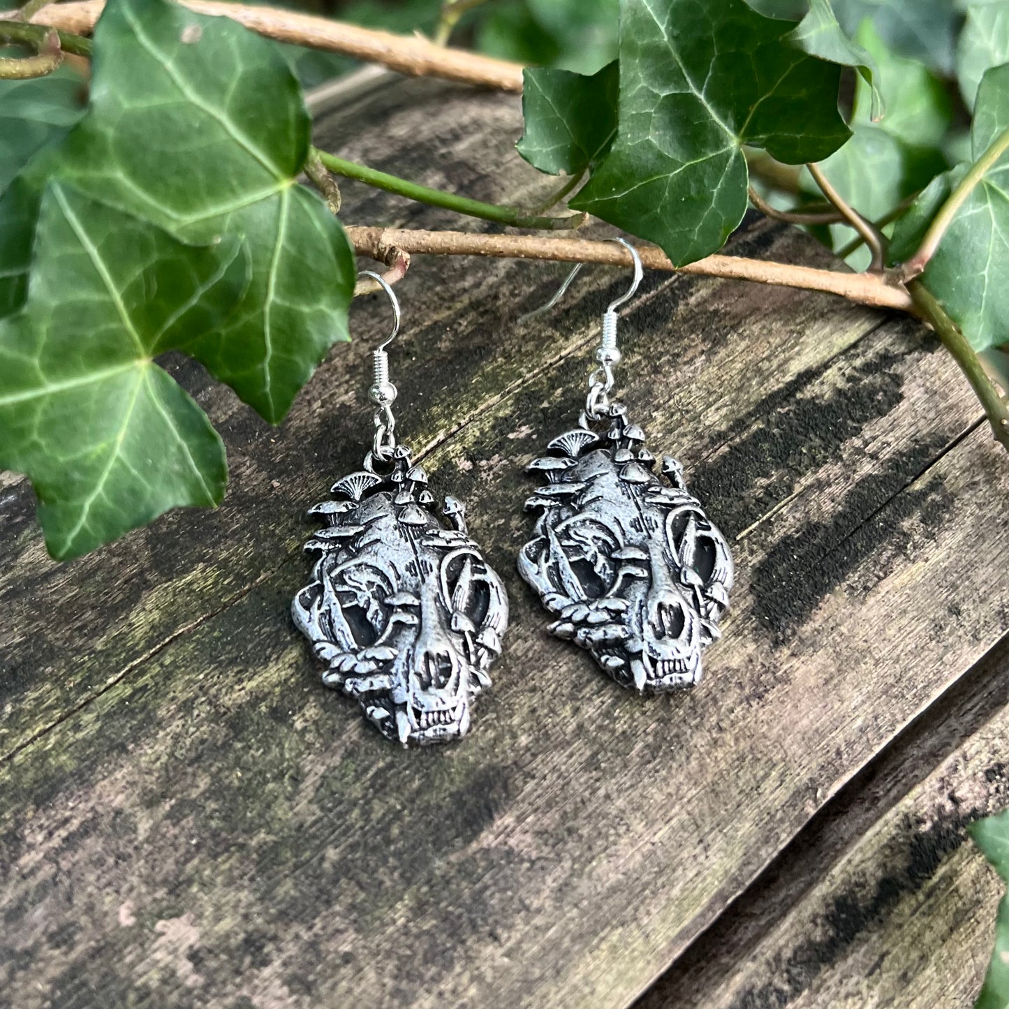 Boucles d’oreilles Crâne et Champignons