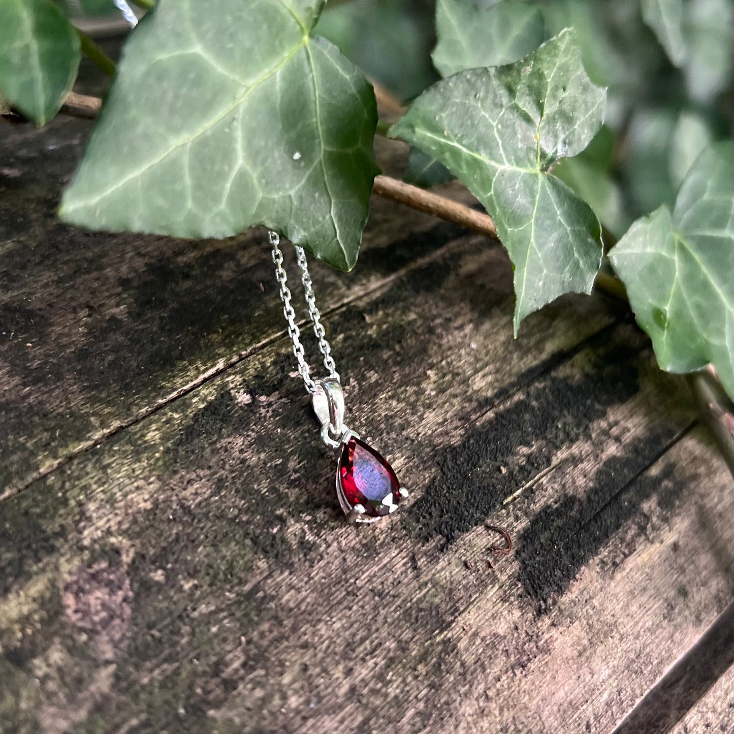 Collier goutte Grenat - argent 925
