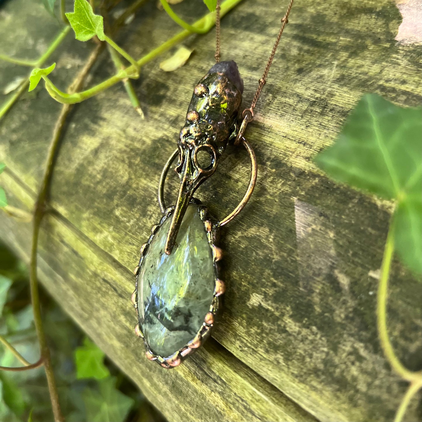 Collier Morrigan - Labradorite, Améthyste - cuivre