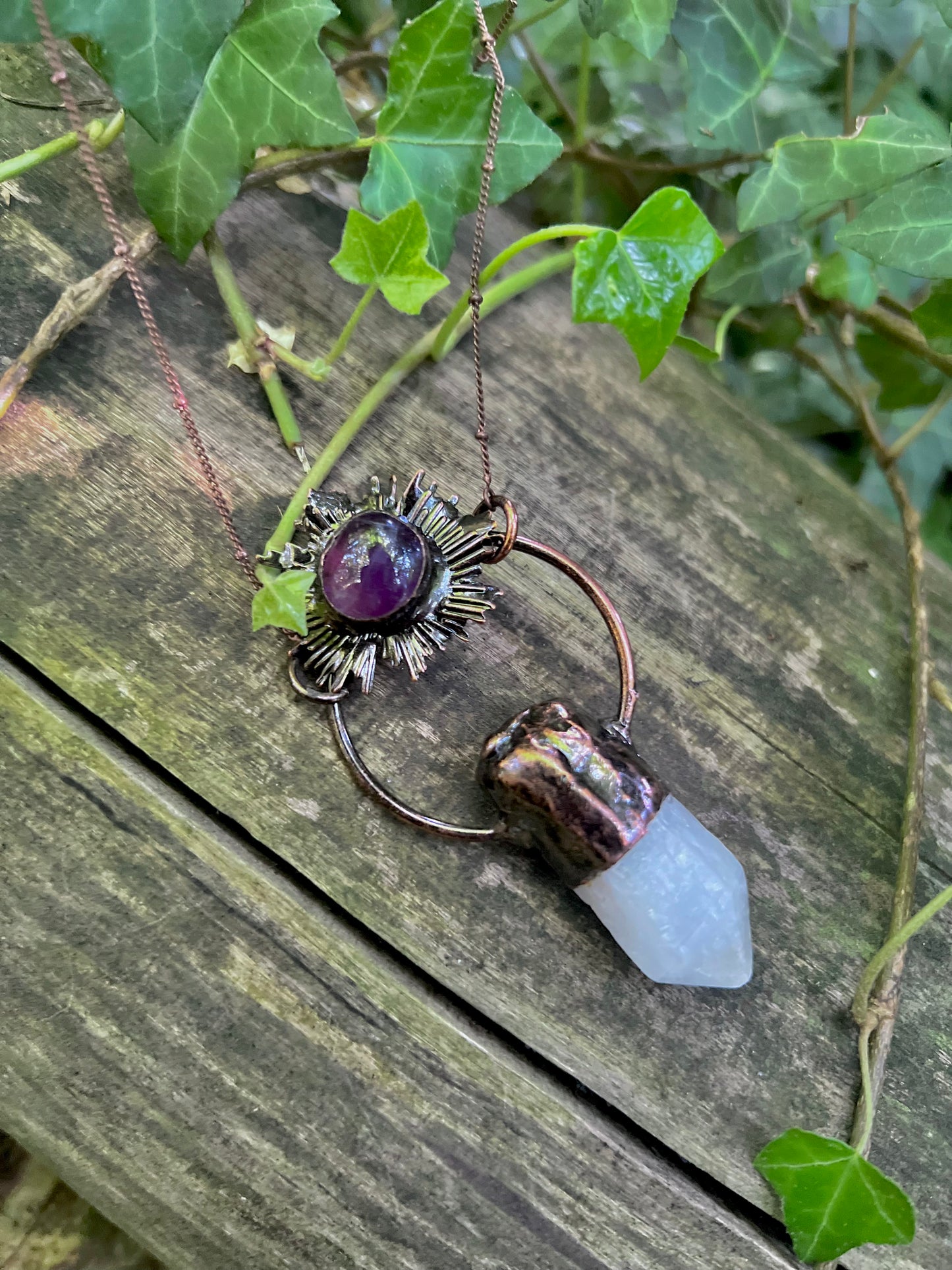 Collier Ahslinn - Quartz, Améthyste - cuivre