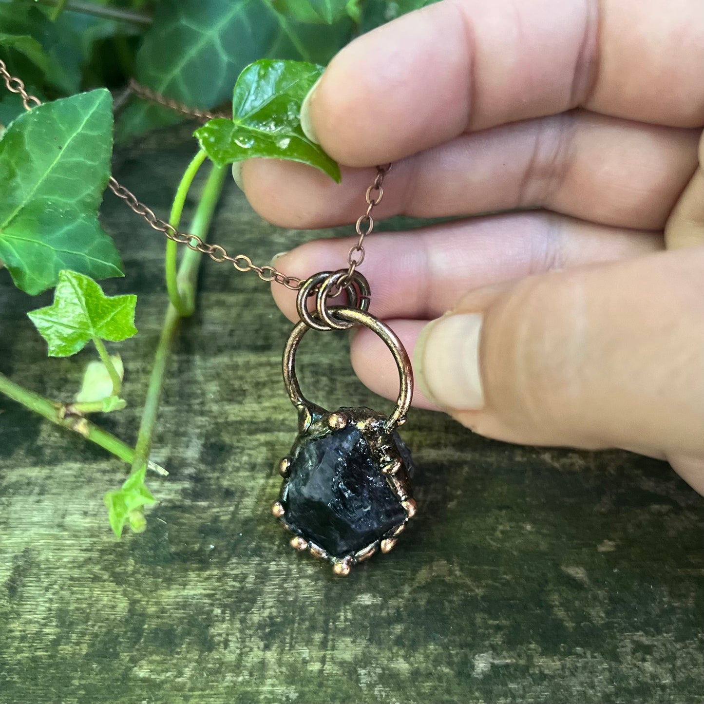 Collier Danù - Améthyste brute - cuivre
