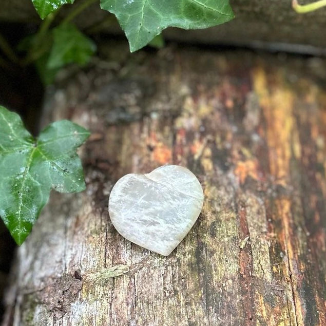 Cœur Pierre de lune blanche - 3,5cm