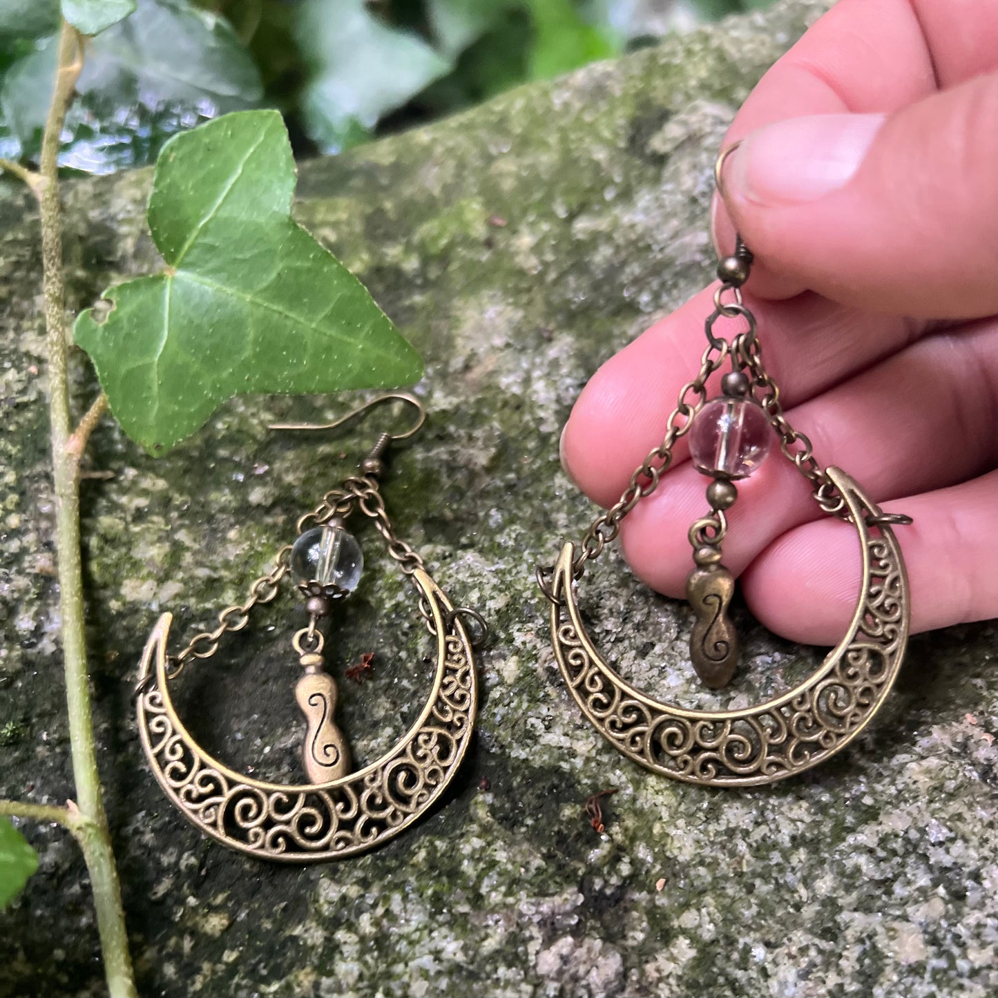 Boucles d’oreilles Déesse perle cristal de roche