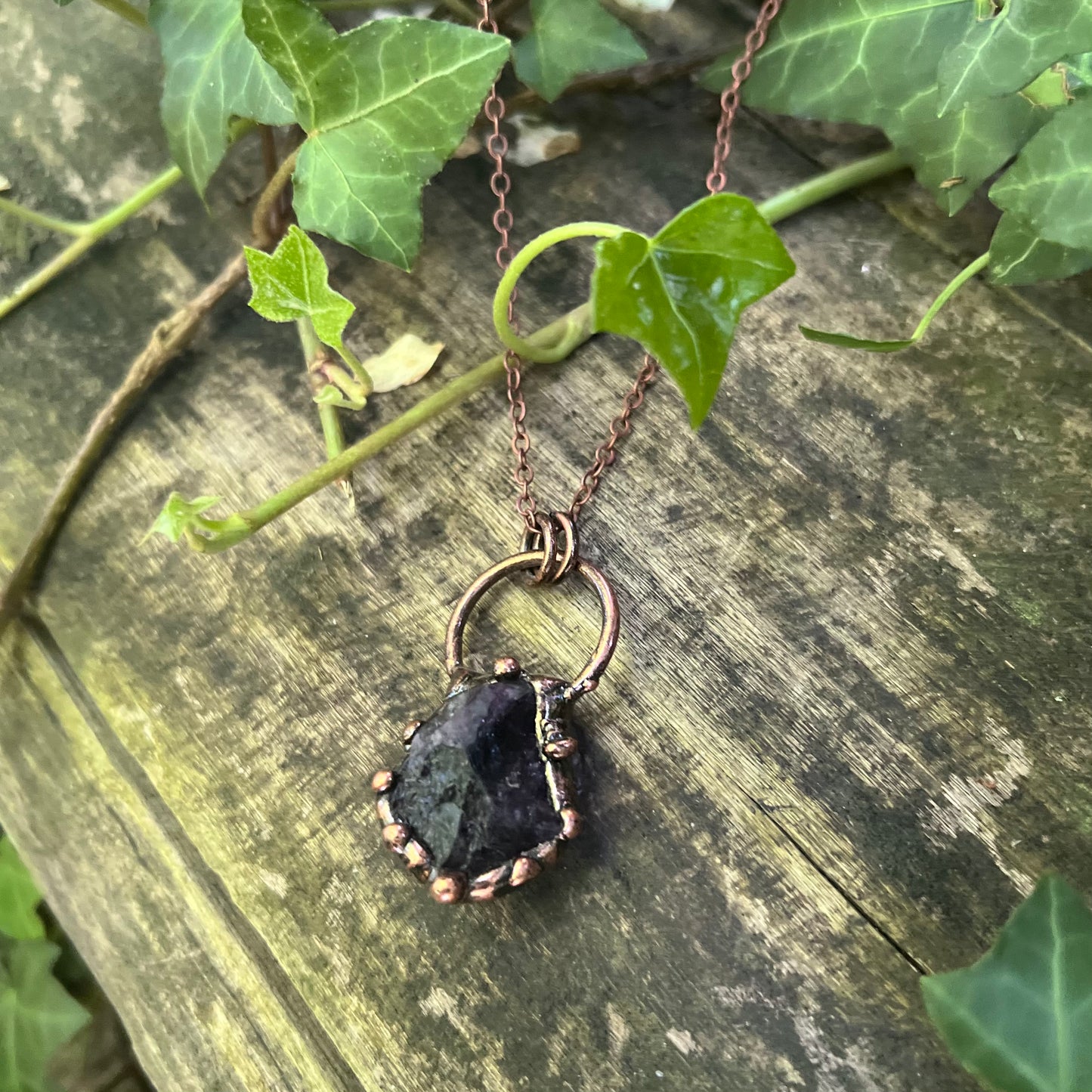 Collier Danù - Améthyste brute - cuivre