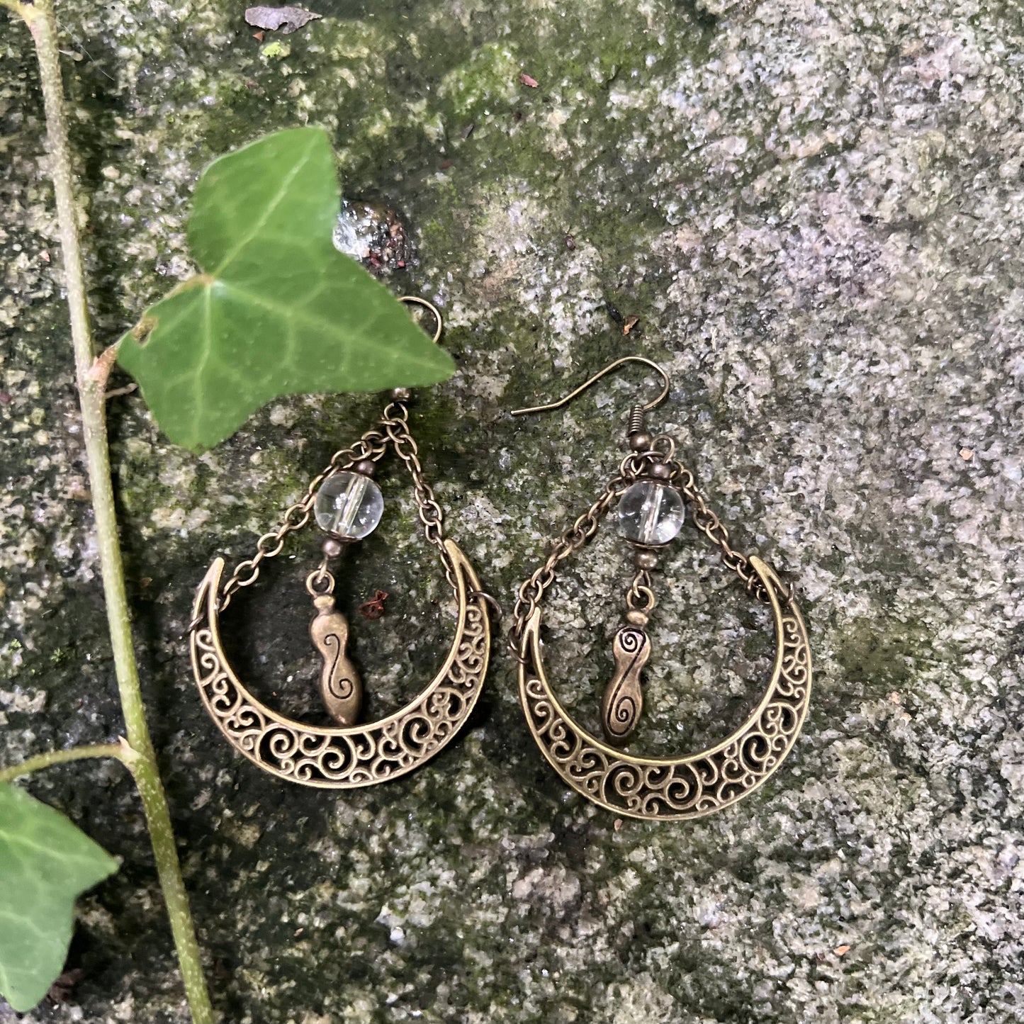 Boucles d’oreilles Déesse perle cristal de roche