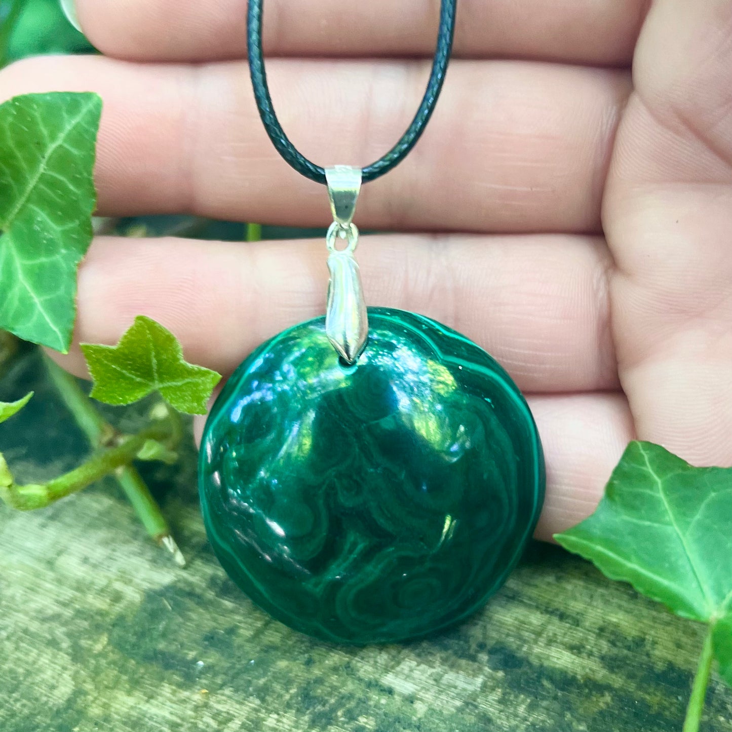 Collier Malachite - Pendentif rond