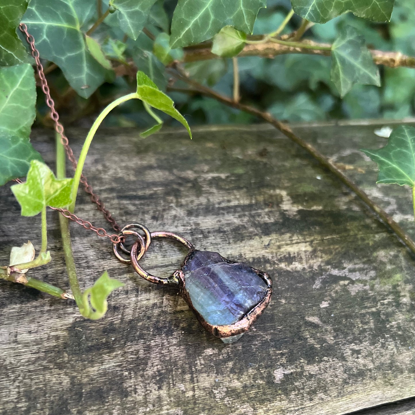 Collier Danù - Fluorite brute - cuivre