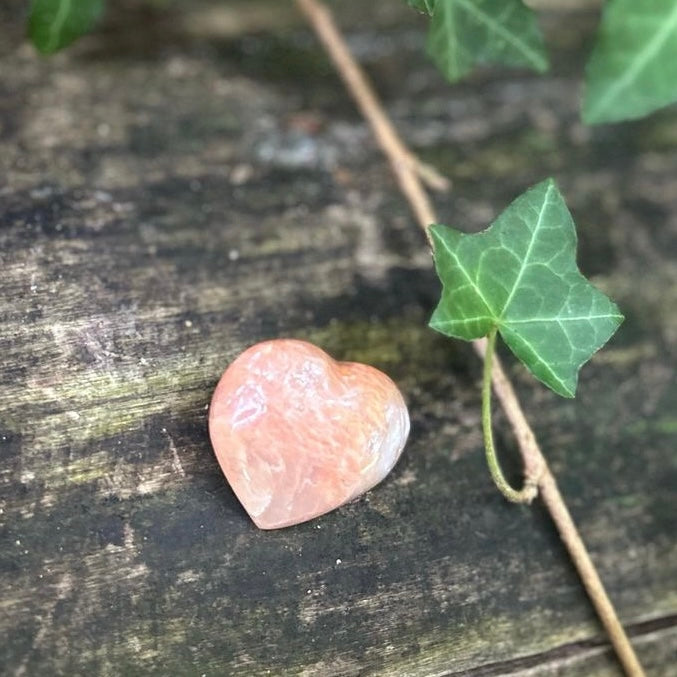 Cœur Pierre de lune orange - 3,5cm