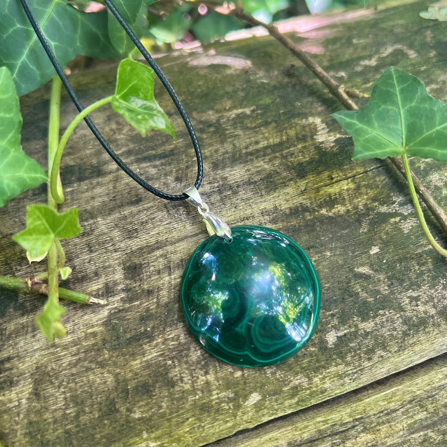 Collier Malachite - Pendentif rond