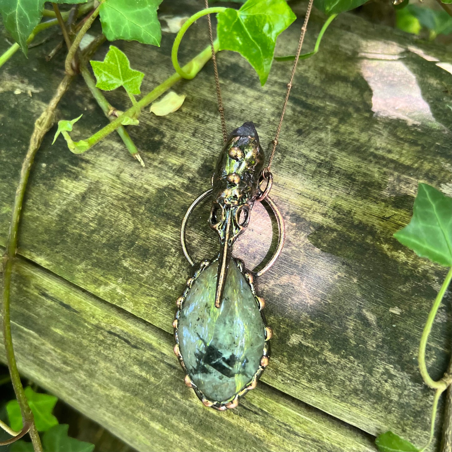Collier Morrigan - Labradorite, Améthyste - cuivre