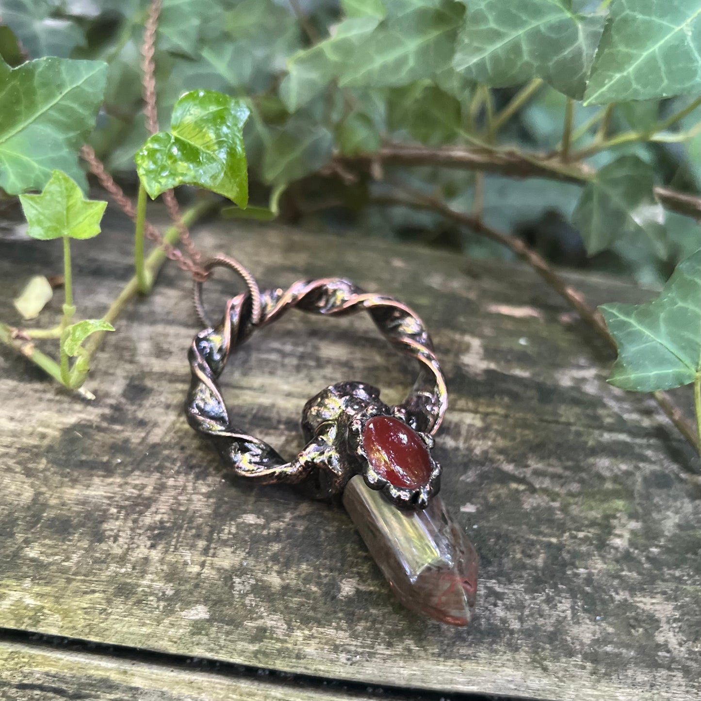 Collier Ceridwen - Jaspe impérial, agate rouge - cuivre