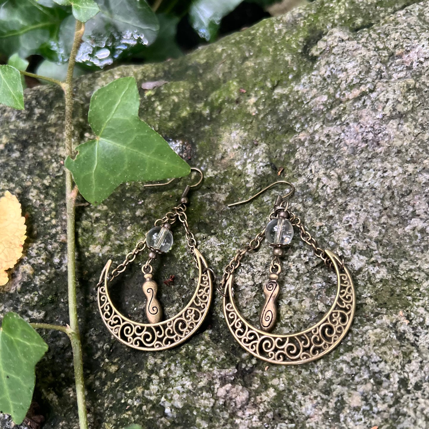 Boucles d’oreilles Déesse perle cristal de roche