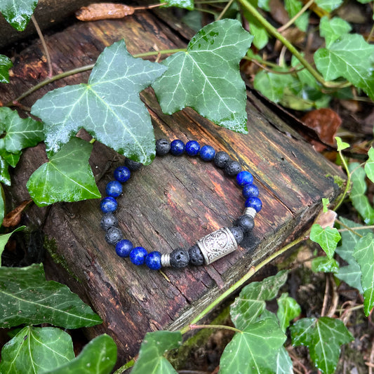 Bracelet Vegvisir, Lapis Lazuli & Pierre de Lave
