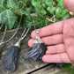 Collier balais de Sorcière en Tourmaline noire - argenté