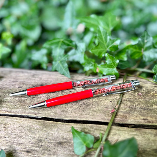 Stylo à bille Jaspe rouge - Et sa pochette velours