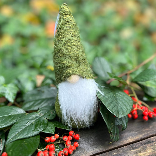 Gnome de Yule - bonnet vert tout doux