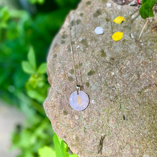 Collier Runique Quartz Rose - Amour