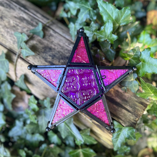 Photophore Nyx Pentacle en verre - Violet