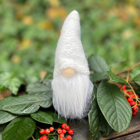 Gnome de Yule - bonnet blanc tout doux