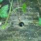 Collier Obsidienne noire - Cabochon rond - acier inoxydable doré