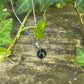 Collier Obsidienne noire - Cabochon rond - acier inoxydable argenté