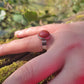 - 30% Bague Jaspe rouge - Cabochon rond - acier inoxydable argenté - réglable