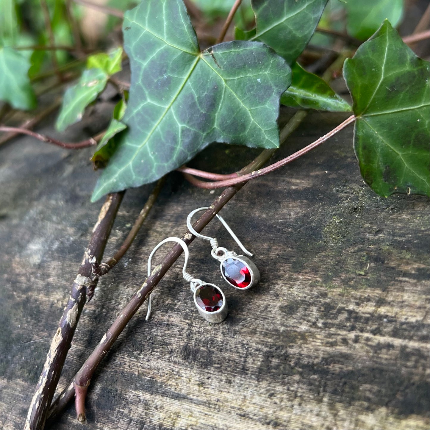 Boucles d’oreilles Hermione - Grenat - argent 925
