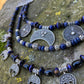 Collier / Ornement surcot Viking - Broche tortue - Lapis lazuli - Perle céramique bleue - Lune Slave