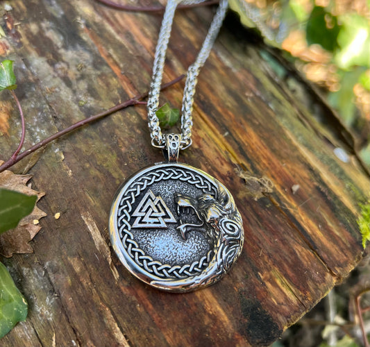 Amulette Viking Valknut et Fenrir